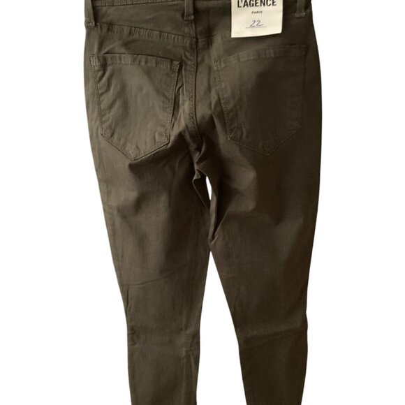 NWT L'AGENCE High Rise Skinny Margot Olive Green Cotton Jeans Size 22 - Picture 4 of 8